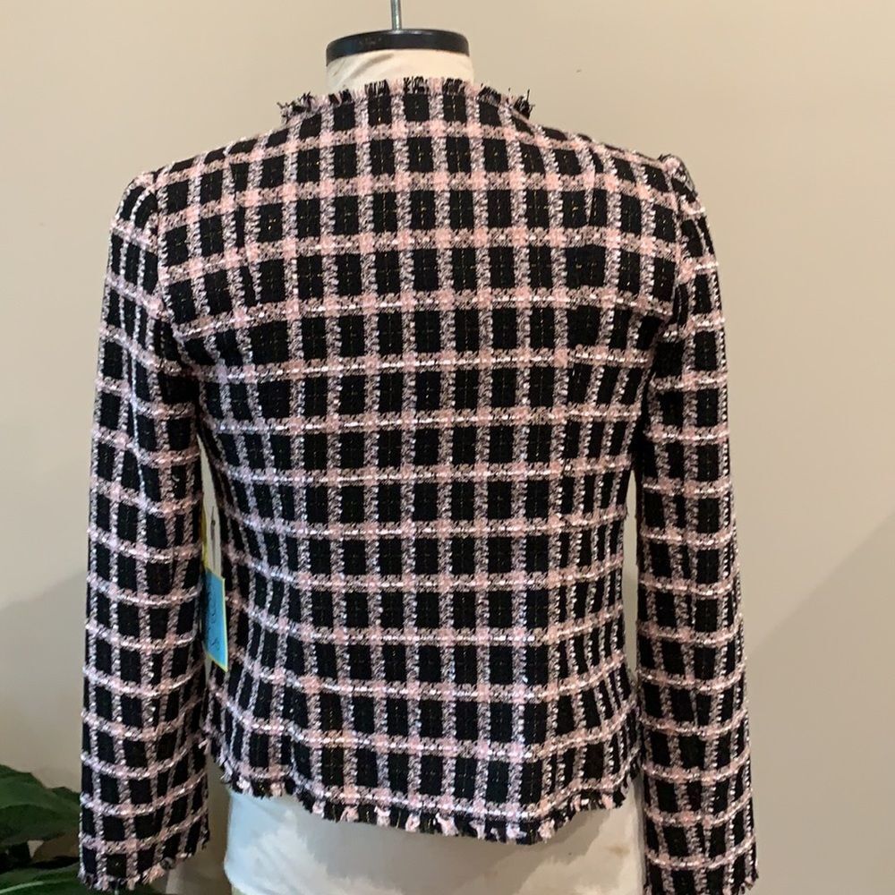 NWT Black and Pink Tweed Blazer Jacket   - Picture 2 of 8